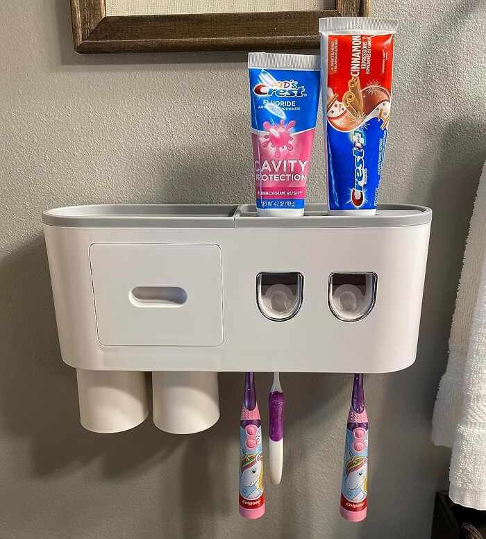 Want A Bathroom Gadget That Actually Makes Life Easier? Toothpaste Dispenser And Holder: One-Handed Operation For Effortless Brushing
