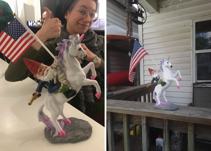 Make Your Garden The Envy Of The Neighborhood With This Unique And Eye-Catching Garden Gnome Statue, A Testament To Your Love For Both Whimsy And Patriotism