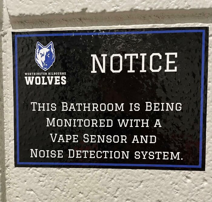 Vape Sensor Notice For High School Bathrooms