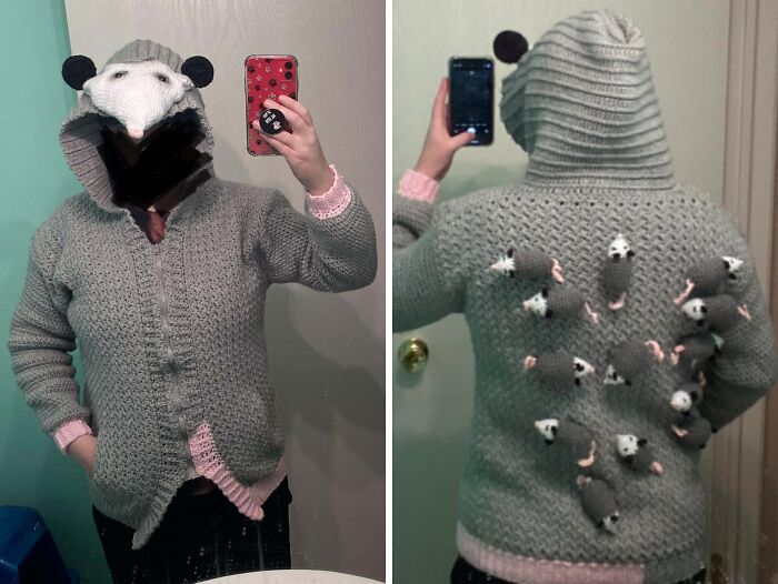 I Made My Friend A Opossum Costume, But I’m Looking For Any Suggestions To Make The Face A Little More Opossum-Like