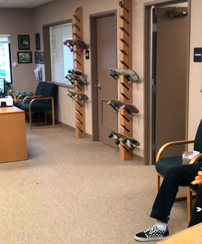My School Has Racks In The Front Office For Kids To Put Their Skateboards On During The Day