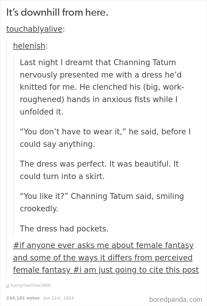 Text post from a social media thread sharing a humorous and charming dream story with funny replies.