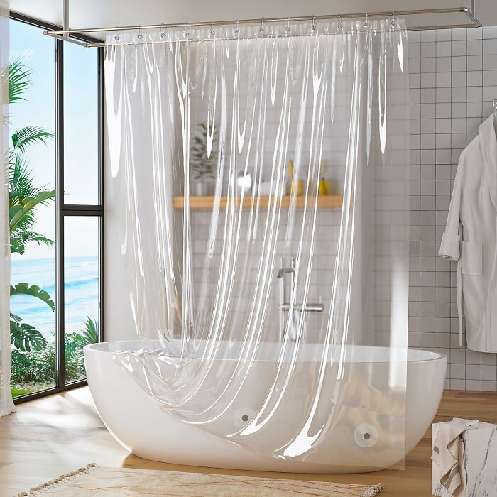 Tired Of Soggy Bathroom Floors? Clear Shower Curtain Liner: Keep Your Bathroom Dry And Pristine