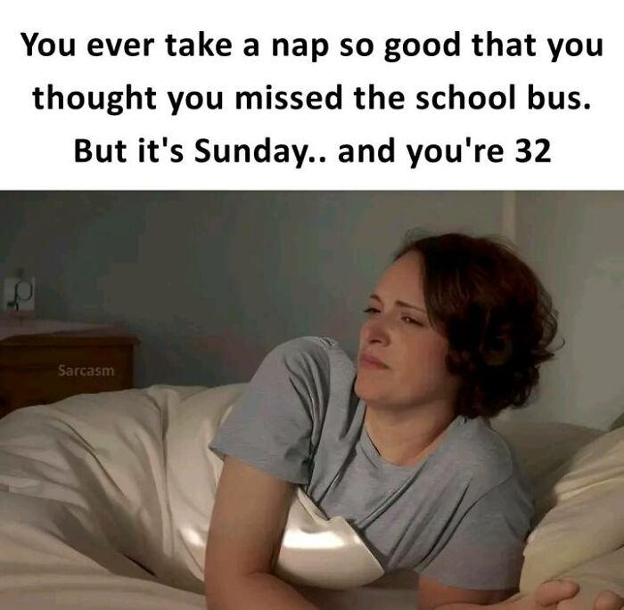 Person wakes up looking confused, caption humorously highlights relatable nap experience. Hilarious memes to enjoy.