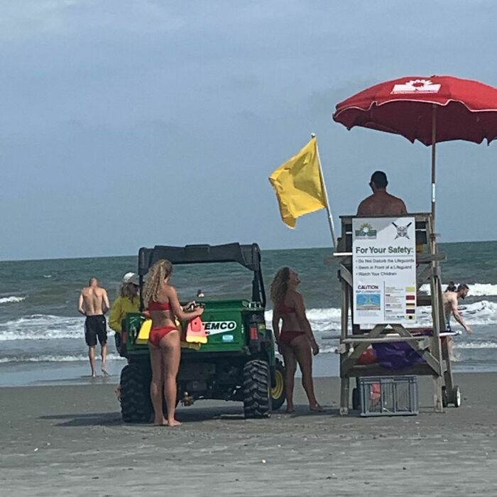 When Your Husband Tries To Wave At You From The Ocean, But You're Too Busy Talking To Notice, And The Lifeguard Swims Out To "Rescue" Him