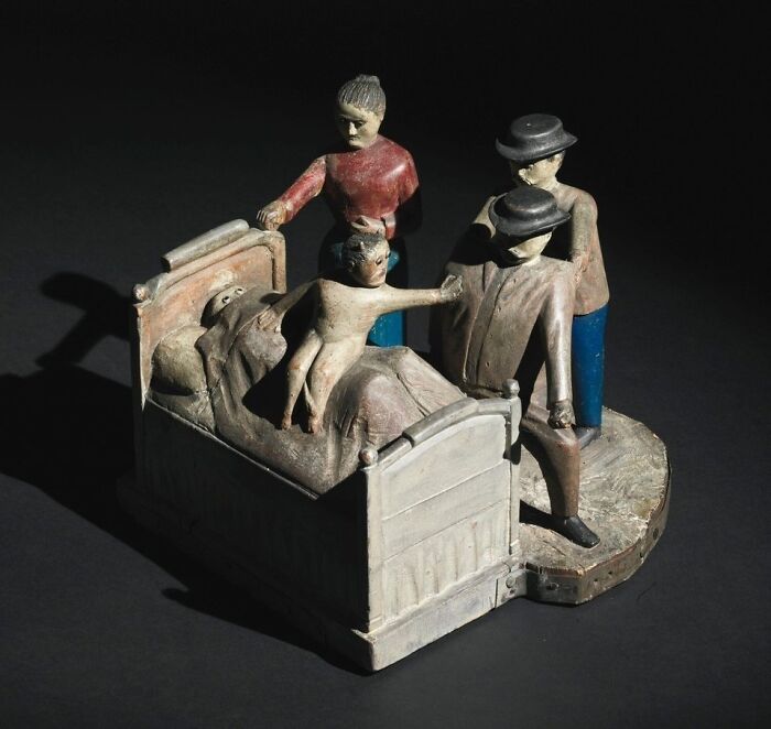 The Exorcism Of A Small Child - Folk Art Sculpture