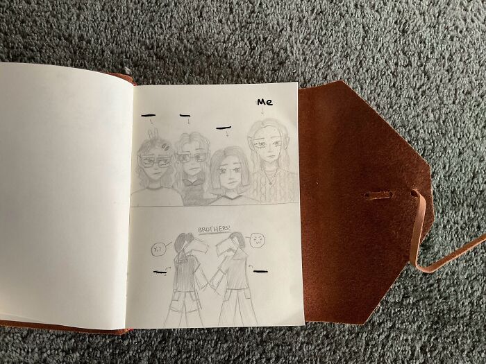 The Top Drawing Is My Friend Group And The Bottom One Is Two Of My Friends Who Are “Brothers” (Not Really)