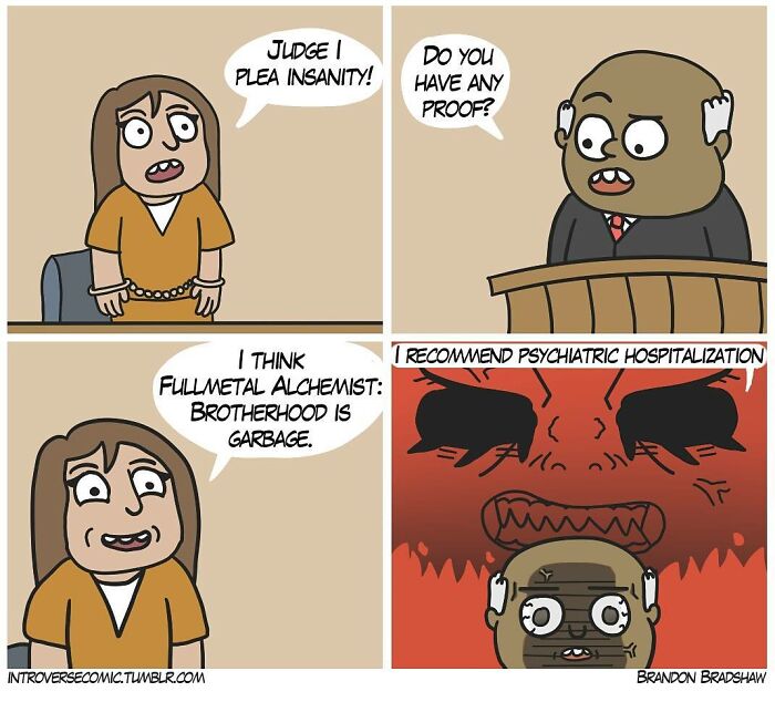 Dark comic panel showing a courtroom scene with a twist and unexpected ending by artist creating dark comics.