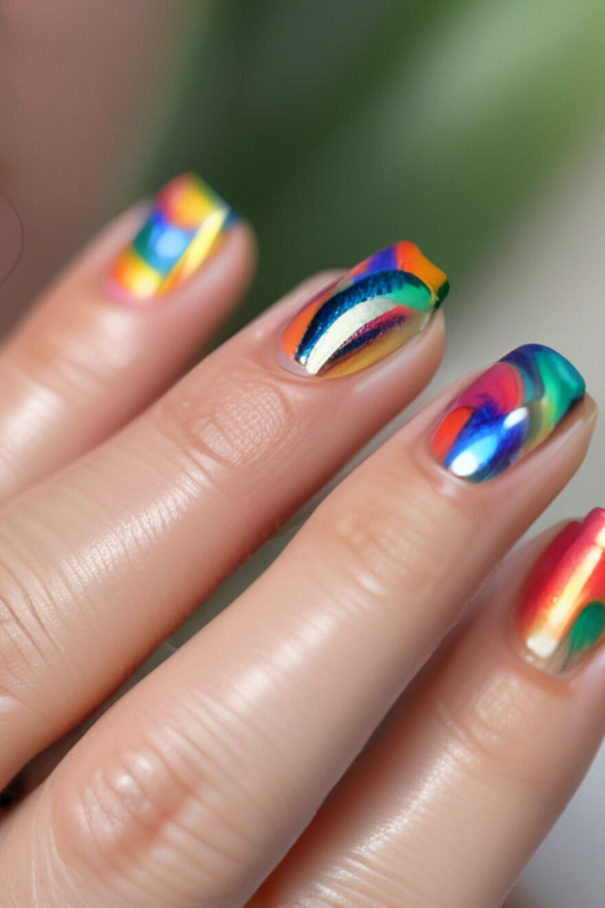 Embrace The Summer Vibes With Stunning Rainbow Nail Designs
