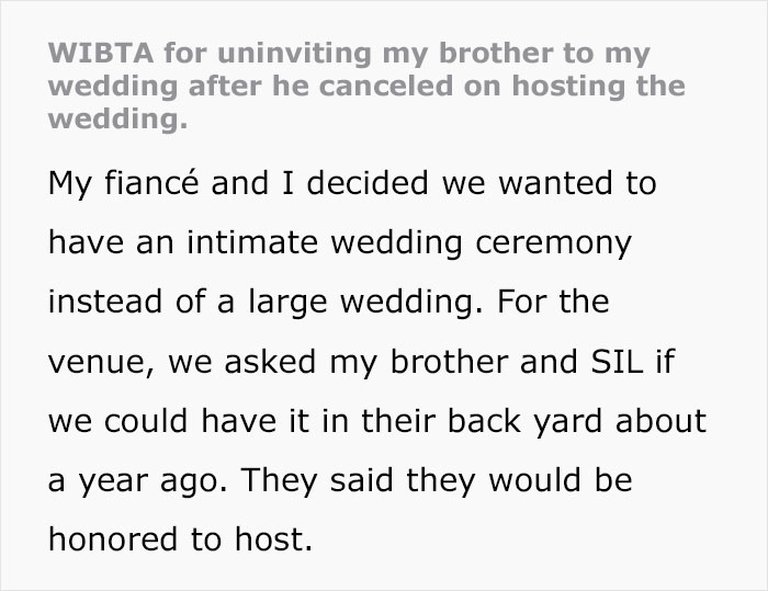 Guy Pulls The Plug On Hosting Backyard Wedding For Sister After He Listens To Friend's Superstitions Guy Pulls The Plug On Hosting Backyard Wedding For Sister After He Listens To Friend's Superstitions