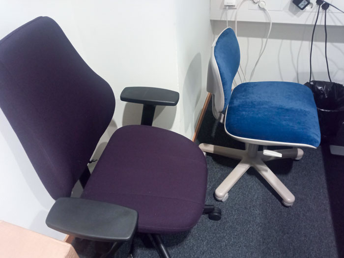 My Coworker Brags That Her Chair (Blue) Is 20 Years Old, While At The Same Time, Multiple Times A Month, She Needs To Take Sick Leave Because Of Back Pains. She Refuses To Take A New Chair