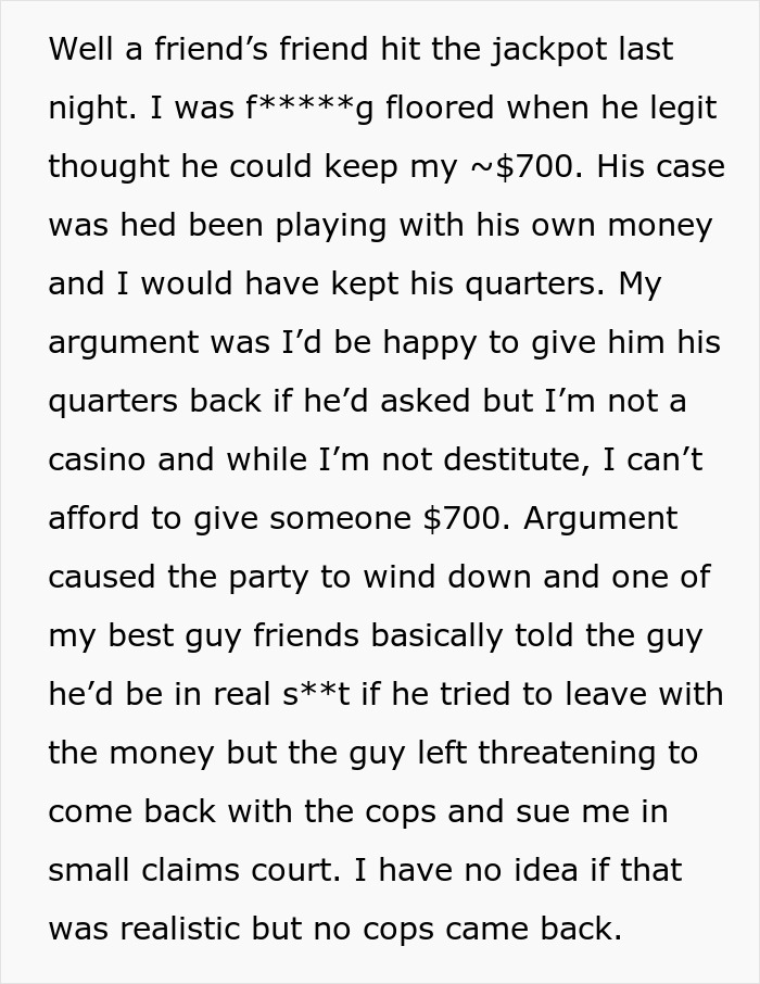 &ldquo;AITA For Telling A Friend&rsquo;s Friend He Couldn&rsquo;t Keep The &lsquo;Jackpot&rsquo; He Hit On My Slot Machine?&rdquo;