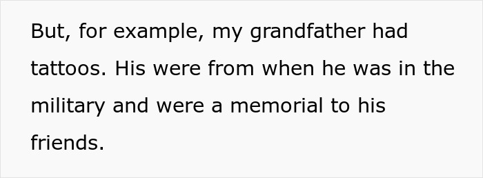 Text about grandfather's military tattoos as a memorial to friends.