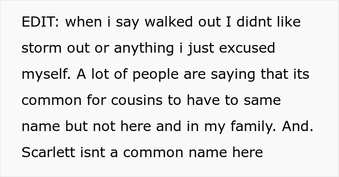 "[Am I The Jerk] For Walking Out Of The Room After My Brother Told Me The Name Of His Baby?"