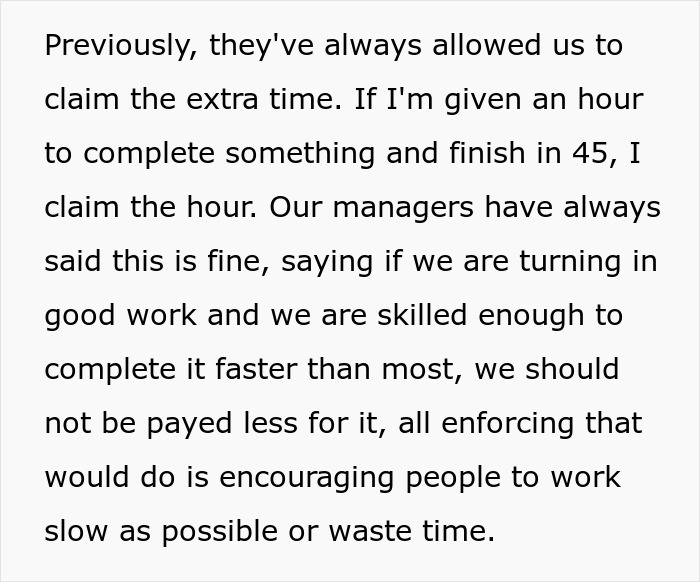 Worker Refuses To Accept Lower Pay For Finishing Work Faster, Tests Corporate Policy