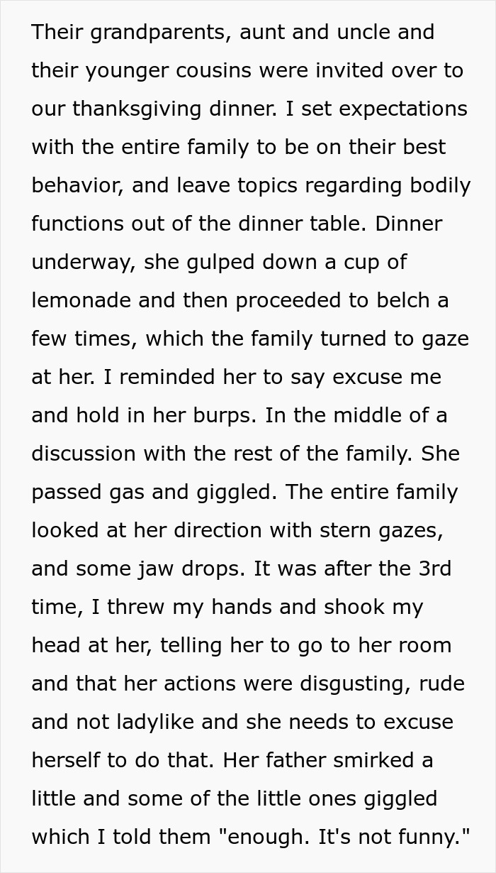 &ldquo;Am I A [Jerk] For Sending My Daughter To Her Room Because She Farted At Our Family Dinner?&rdquo;