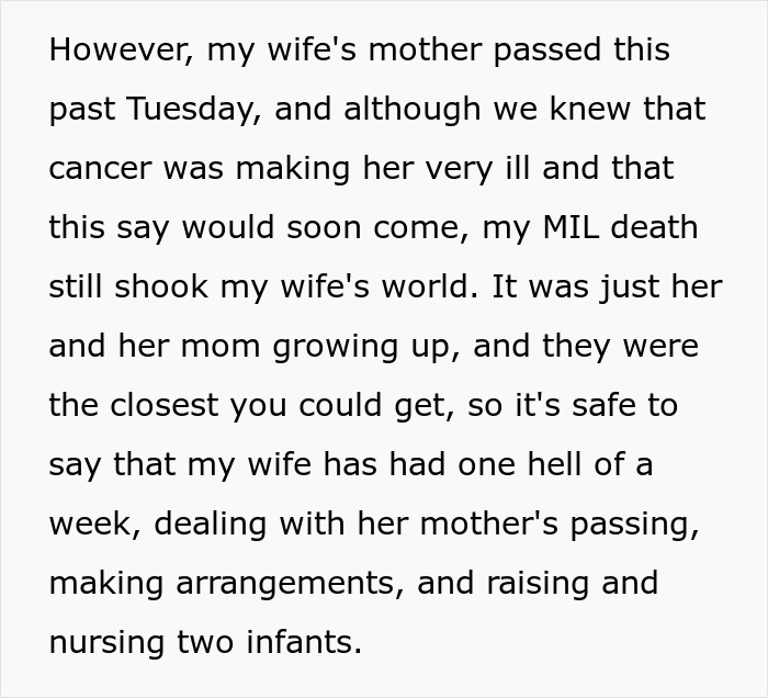 Woman Prioritizes Grieving Wife And Newborn Twins Over Mother&rsquo;s Anniversary, Faces Hell From Her