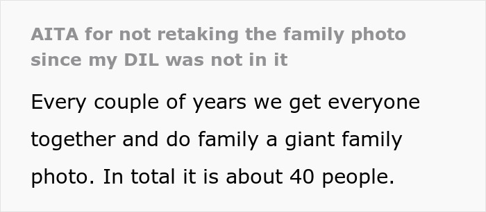 DIL Misses Being In Family Pic While In Bathroom, Husband Doesn't Speak Up Despite Mom Asking Twice
