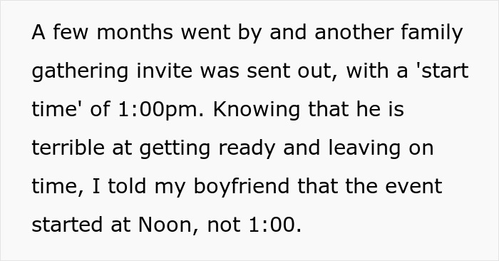Woman Lies To BF About Event Start Date Because She's Tired Of His Selfish Behavior Woman Lies To BF About Event Start Date Because She's Tired Of His Selfish Behavior