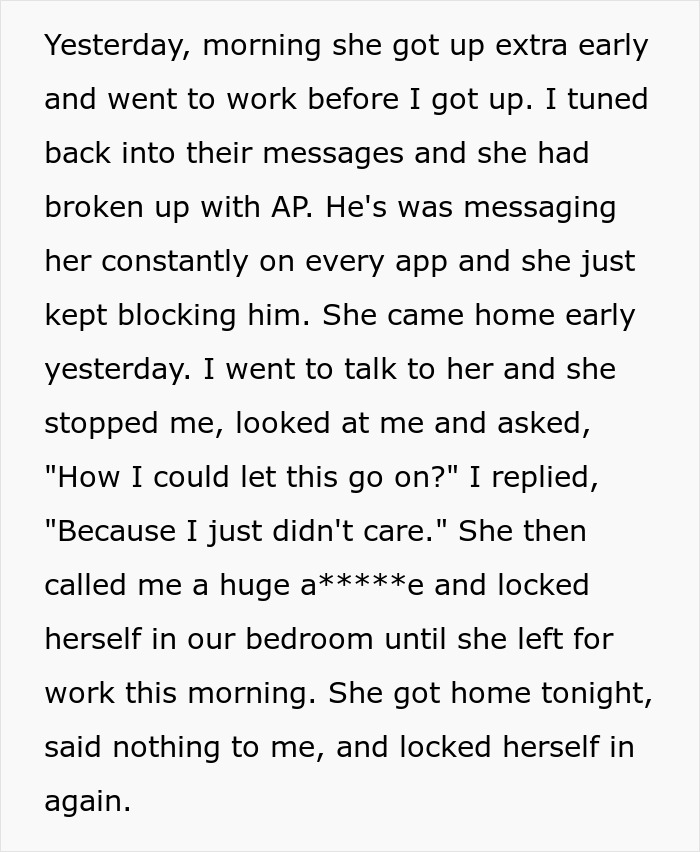 Wife Is Furious Husband Knew About Her Affair Of 2 Years And Just Didn't Care