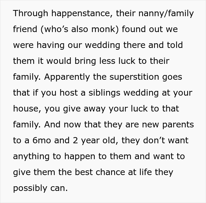 Guy Pulls The Plug On Hosting Backyard Wedding For Sister After He Listens To Friend's Superstitions Guy Pulls The Plug On Hosting Backyard Wedding For Sister After He Listens To Friend's Superstitions