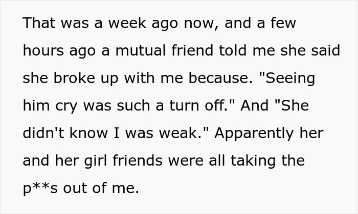 Man Opens Up To GF Of 2 Years, She Makes Fun Of Him Behind His Back Man Opens Up To GF Of 2 Years, She Makes Fun Of Him Behind His Back