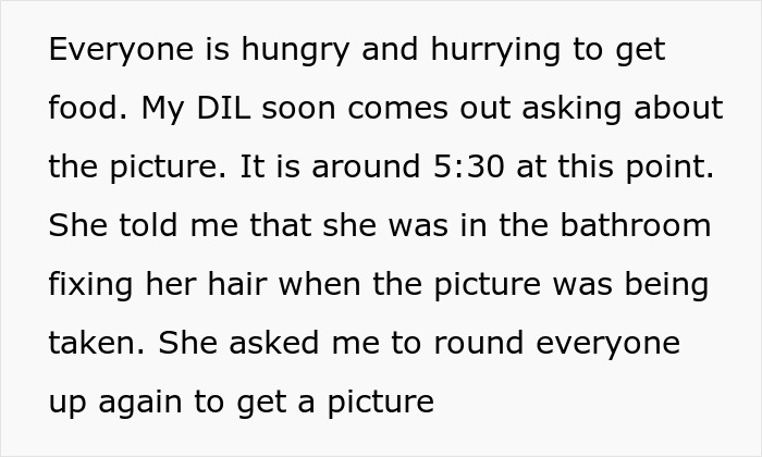 DIL Misses Being In Family Pic While In Bathroom, Husband Doesn't Speak Up Despite Mom Asking Twice