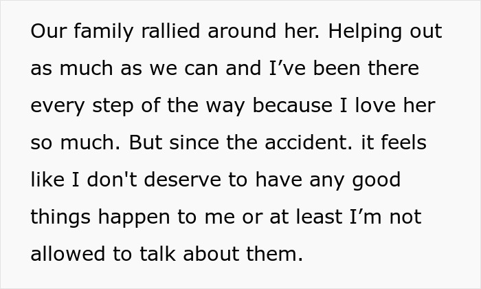 "AITA For What I Said? My Family Won’t Let Me Share Any Good News Because Of My Sister's Disability" "AITA For What I Said? My Family Won’t Let Me Share Any Good News Because Of My Sister's Disability"
