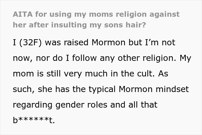 Mom Hilariously Roasts Mormon Mother After She Criticizes Grandson&rsquo;s Hairstyle