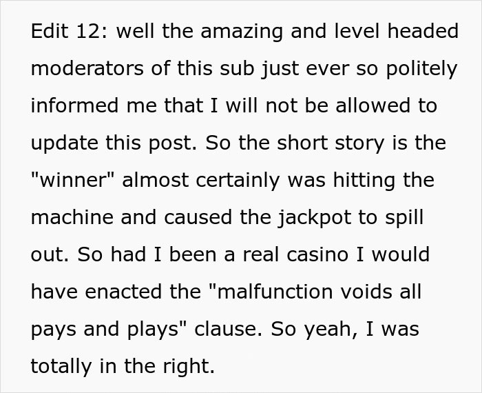 &ldquo;AITA For Telling A Friend&rsquo;s Friend He Couldn&rsquo;t Keep The &lsquo;Jackpot&rsquo; He Hit On My Slot Machine?&rdquo;