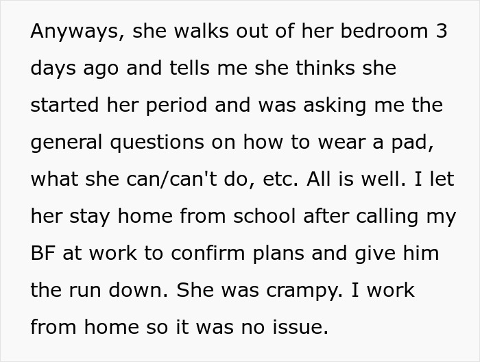 Woman Is Shocked By BF&rsquo;s Daughter&rsquo;s Extreme Behavior On Her Period, Ends Relationship Over The Drama