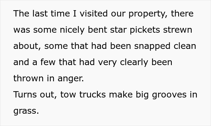 Woman Prevents Random Truck From Passing Through Her Property By Hiding Star Pickets In Her Lawn