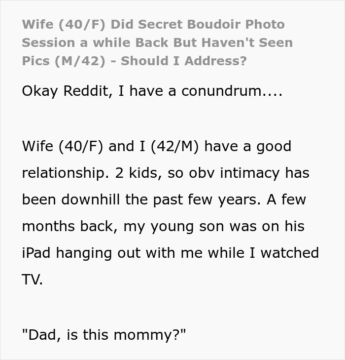 Man Finds Out About Wife’s Secret Racy Photoshoot, Feels Puzzled When She Doesn’t Gift Him The Pics Man Finds Out About Wife’s Secret Racy Photoshoot, Feels Puzzled When She Doesn’t Gift Him The Pics