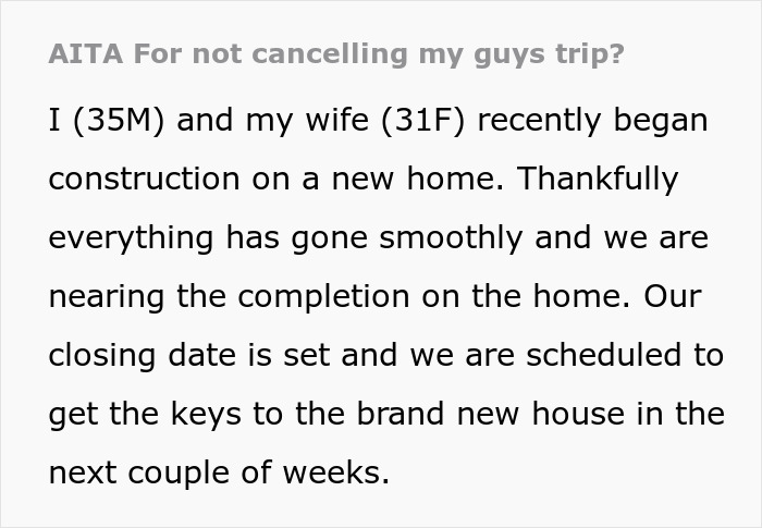 Guy Expects Wife To Handle House Move Alone Because He Booked A Guys' Trip In Advance Guy Expects Wife To Handle House Move Alone Because He Booked A Guys' Trip In Advance