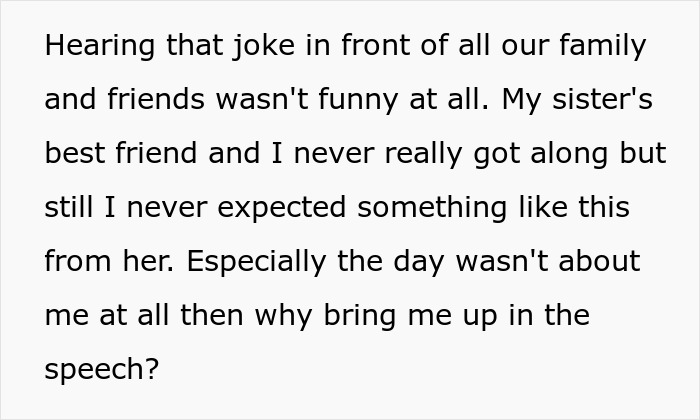 &ldquo;AITA For Leaving My Sister&rsquo;s Wedding Early After Her Maid Of Honor Humiliated Me In Her Speech?&rdquo;