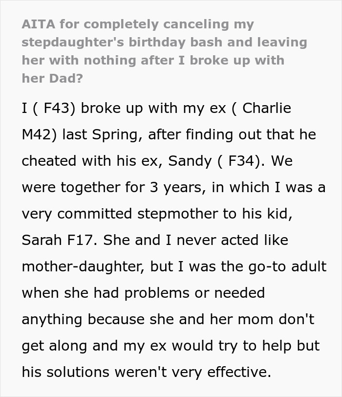 &ldquo;[Am I The Jerk] For Canceling My Stepdaughter&rsquo;s Birthday Bash After I Broke Up With Her Dad?&rdquo;