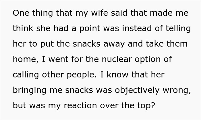 "AITA For Reporting My Wife For Bringing Me Snacks In The Hospital?"