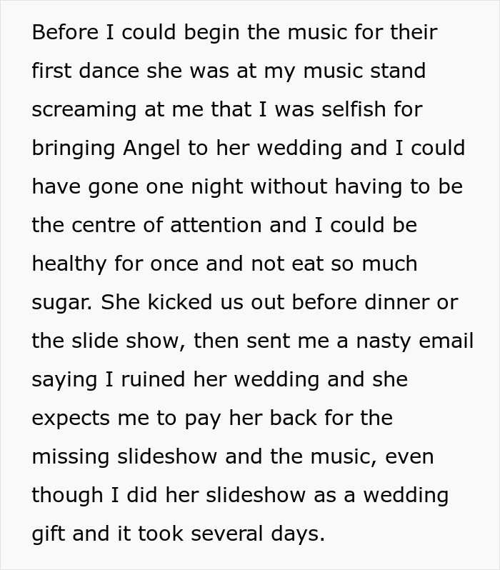 Woman Brings Service Dog To Wedding After Getting Her Sugar Requests Dismissed, Takes Heat