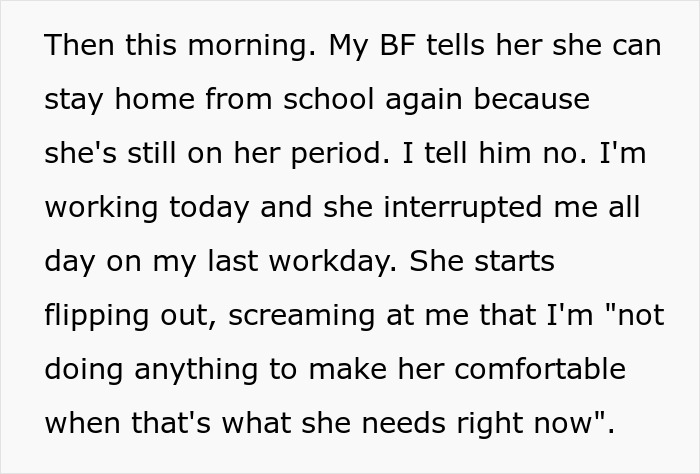 Woman Is Shocked By BF&rsquo;s Daughter&rsquo;s Extreme Behavior On Her Period, Ends Relationship Over The Drama