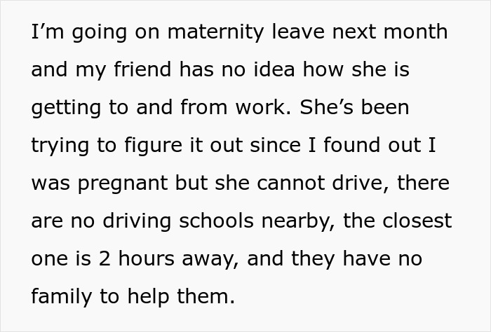 &ldquo;AITA For Refusing To Ask My Partner If He&rsquo;ll Drive My Friend To Work When I Go On Maternity Leave?&rdquo;