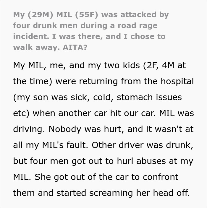 Man Racked With Guilt For Leaving MIL Alone To Fight Off 4 Drunk Men, Seeks Advice Online