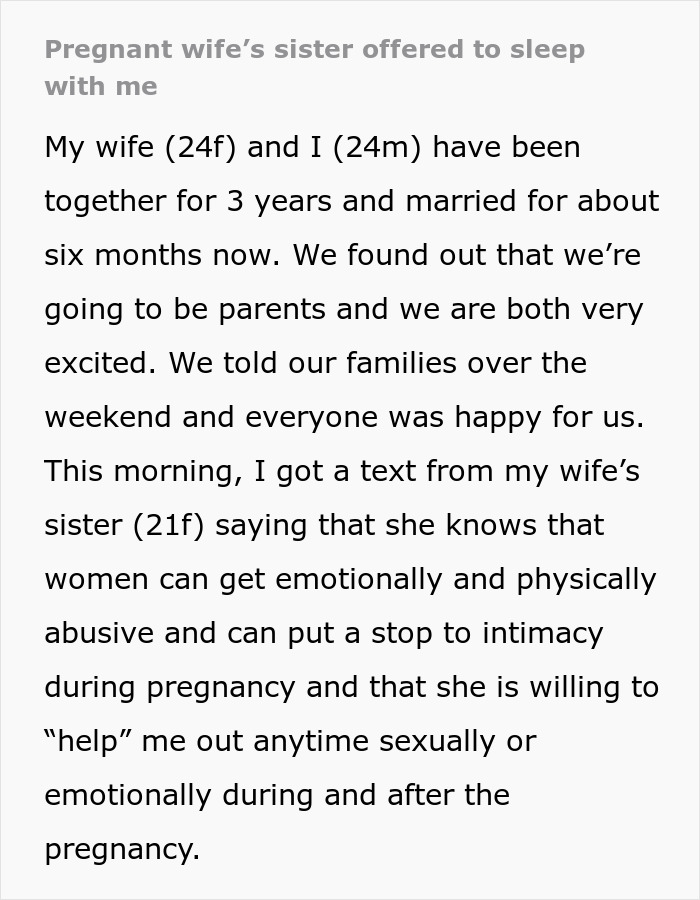 Man Torn Between Protecting Pregnant Wife And Revealing Her Sister&rsquo;s Betrayal, Asks For Help