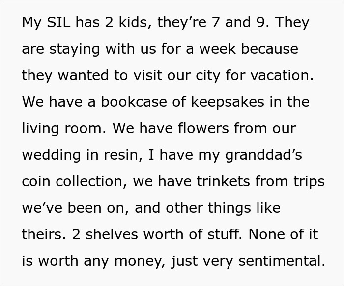 Niblings Steal Woman’s Keepsakes Because They Look ‘Cool’, SIL Tells Her To Not Make A Big Deal Niblings Steal Woman’s Keepsakes Because They Look ‘Cool’, SIL Tells Her To Not Make A Big Deal