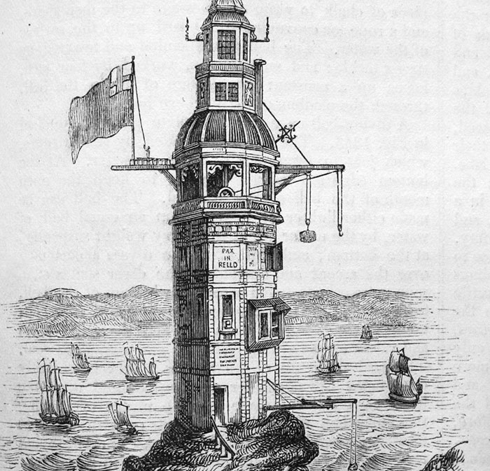 Vintage black and white illustration of a lighthouse surrounded by ships, related to cool things people just discovered.