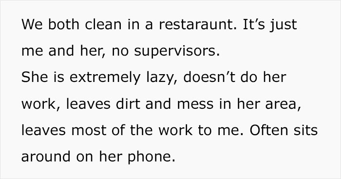 Lady Tells Boss Coworker Isn't Doing Her Job, He Insults Her Instead, Says Snitching Is Disgusting