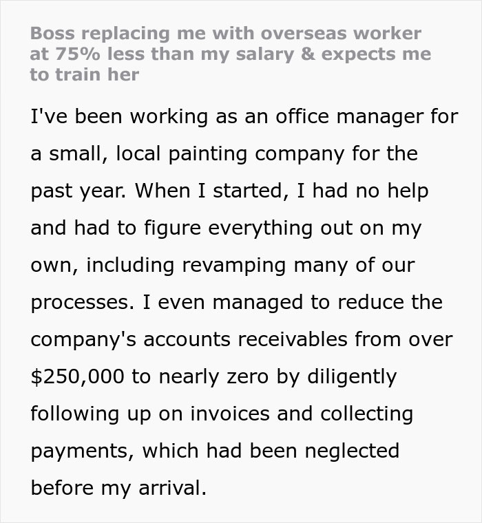 Boss Decides To Replace Employee To Save Money, Expects Her To Train New Hire