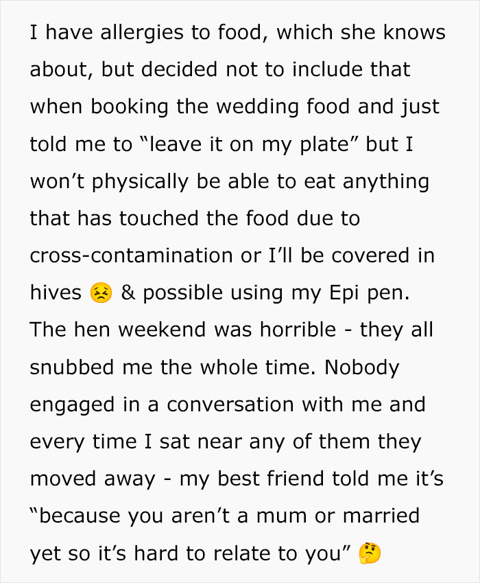 Bride Places Incomprehensible Demands On Her Best Friend Of 25 Years, Destroys Their Friendship