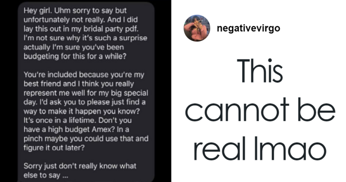 “I’m Sure You’ve Been Budgeting”: Bride Asks Best Friend To Take Out $20k Loan For Wedding Expenses