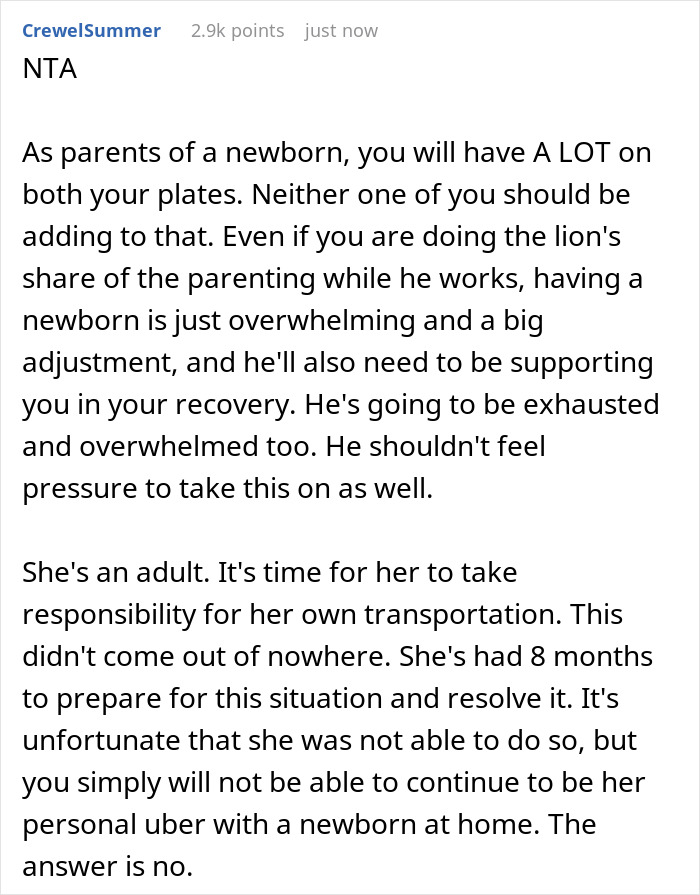&ldquo;AITA For Refusing To Ask My Partner If He&rsquo;ll Drive My Friend To Work When I Go On Maternity Leave?&rdquo;