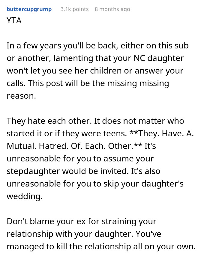 Bride Won't Invite Stepsis To Her Wedding As She’s Not Family, Mom Says Then She’s Not Family Either Bride Won't Invite Stepsis To Her Wedding As She’s Not Family, Mom Says Then She’s Not Family Either